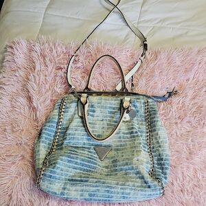 Blue Striped Denim Guess Women's Bag